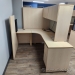 Blonde 60" x 72" L Suite Office Desk with Overhead Storage